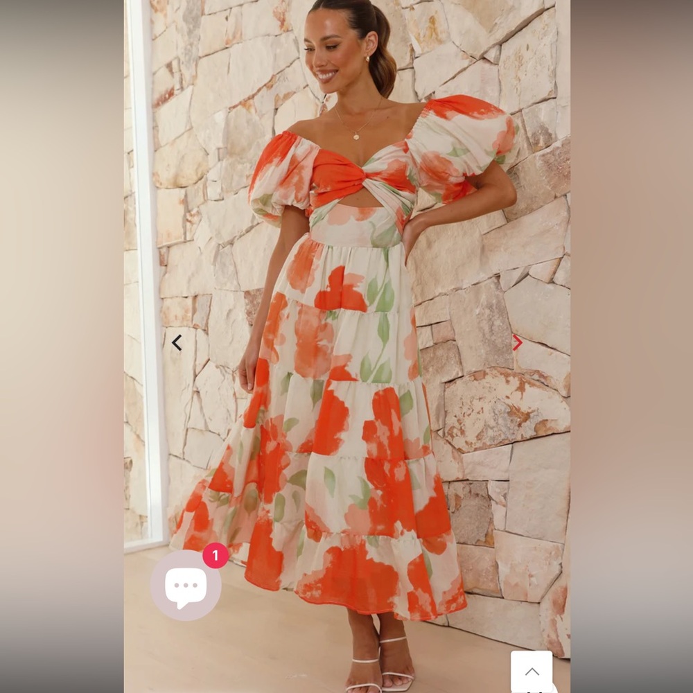 Printed Bubble Sleeve Dress